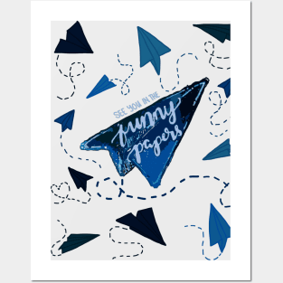 BLUE PAPER AIRPLANES | SEE YOU IN THE FUNNY PAPERS Posters and Art